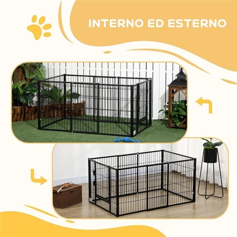 RECINTO PER CANI TAGLIA PICCOLA PER ESTERNI E INTERNI 82.5-150X79X61CM
