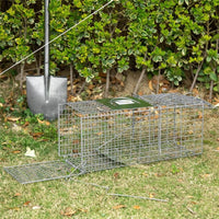 GABBIA TRAPPOLA PER ANIMALI VIVI PIEGHEVOLE IN ACCIAIO, 66X24X30.5 CM, ARGENTO