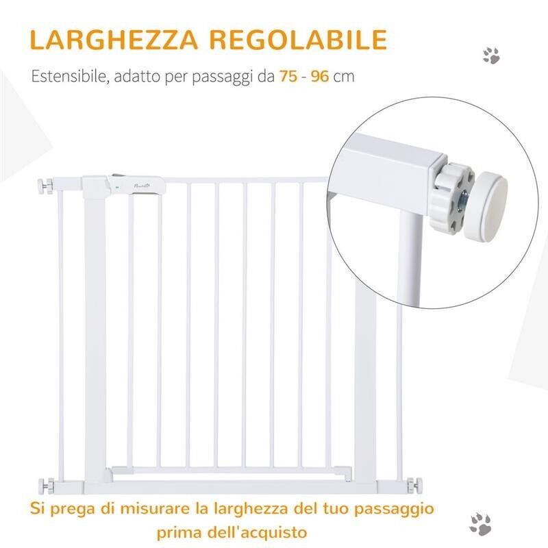 CANCELLETTO DI SICUREZZA PER CANI, FISSAGGIO A PRESSIONE LARGHEZZA REGOLABILE 75-96CM