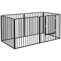 RECINTO PER CANI A 6 PANNELLI MODULABILI DA INTERNO ED ESTERNO, IN ACCIAIO, 164X83X80 CM, NERO