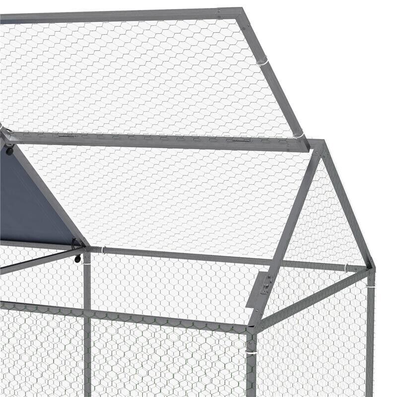 GABBIA PER ANIMALI IN ACCIAIO CON TETTO IN TESSUTO OXFORD E PICCHETTI, 198X100X120 CM, VERDE E ARGENTO