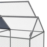 GABBIA PER ANIMALI IN ACCIAIO CON TETTO IN TESSUTO OXFORD E PICCHETTI, 198X100X120 CM, VERDE E ARGENTO