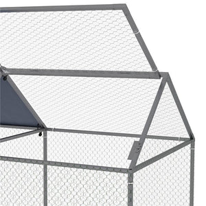 GABBIA PER ANIMALI IN ACCIAIO CON TETTO IN TESSUTO OXFORD E PICCHETTI, 198X100X120 CM, VERDE E ARGENTO