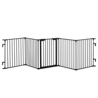 CANCELLINO PER CANI TAGLIA PICCOLA E MEDIA PIEGHEVOLE A 5 PANNELLI, IN METALLO E PLASTICA, 300X3X74.5 CM, NERO