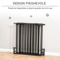 CANCELLINO PER CANI TAGLIA PICCOLA E MEDIA PIEGHEVOLE A 5 PANNELLI, IN METALLO E PLASTICA, 300X3X74.5 CM, NERO