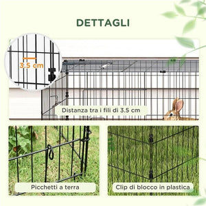 GABBIA PER CONIGLI DA ESTERNO E INTERNO CON TETTUCCIO IN ACCIAIO, 220X85X70CM, VERDE