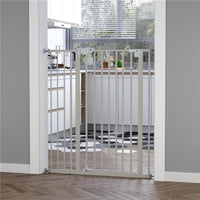 CANCELLETTO PER CANI CON 4 VITI REGOLABILI E NASTRO ADESIVO, IN METALLO E PLASTICA, 86X104.1 CM, BIANCO