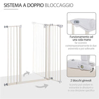 CANCELLETTO PER CANI CON 4 VITI REGOLABILI E NASTRO ADESIVO, IN METALLO E PLASTICA, 86X104.1 CM, BIANCO