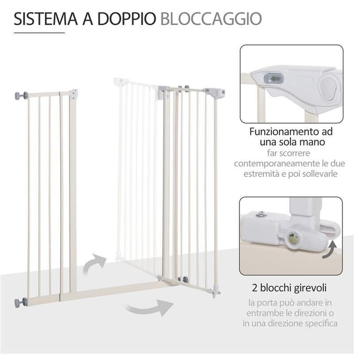 CANCELLETTO PER CANI CON 4 VITI REGOLABILI E NASTRO ADESIVO, IN METALLO E PLASTICA, 86X104.1 CM, BIANCO