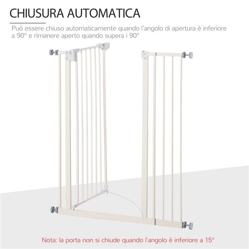 CANCELLETTO PER CANI CON 4 VITI REGOLABILI E NASTRO ADESIVO, IN METALLO E PLASTICA, 86X104.1 CM, BIANCO