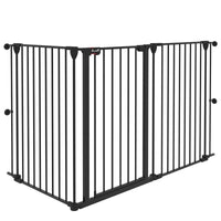 CANCELLETTO PER CANI TAGLIA MEDIA A 3 PANNELLI CON DOPPIO SISTEMA DI BLOCCO, 206X90CM, NERO