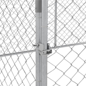 RECINTO PER CANI GRANDI FINO 30KG PER ESTERNO, CON TETTO IMPERMEABILE E ANTI-UV, 4X2.3X1.5M, ARGENTO