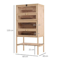 GABBIA PER RODITORI E CRICETI A 4 RIPIANI CON TETTO APRIBILE IN LEGNO 60X40X120CM