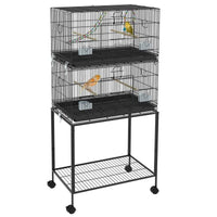 GABBIA PER UCCELLI IN ACCIAIO E PP, DESIGN IMPILATO CON POSATOI, ALTALENE E SCALETTE, 77X46X164 CM, NERO