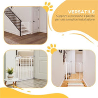 CANCELLINO PER CANI CON PORTA PICCOLA, MONTAGGIO A PRESSIONE E CHIUSURA AUTOMATICA, 74-80X76.2CM, BIANCO