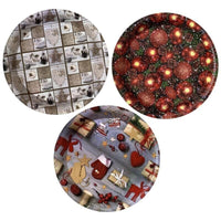 MAURY'S SET 3 VASSOI CHRISTMAS TONDI IN PLASTICA IN DECORO ASSORTITO 40 CM DIAMETRO