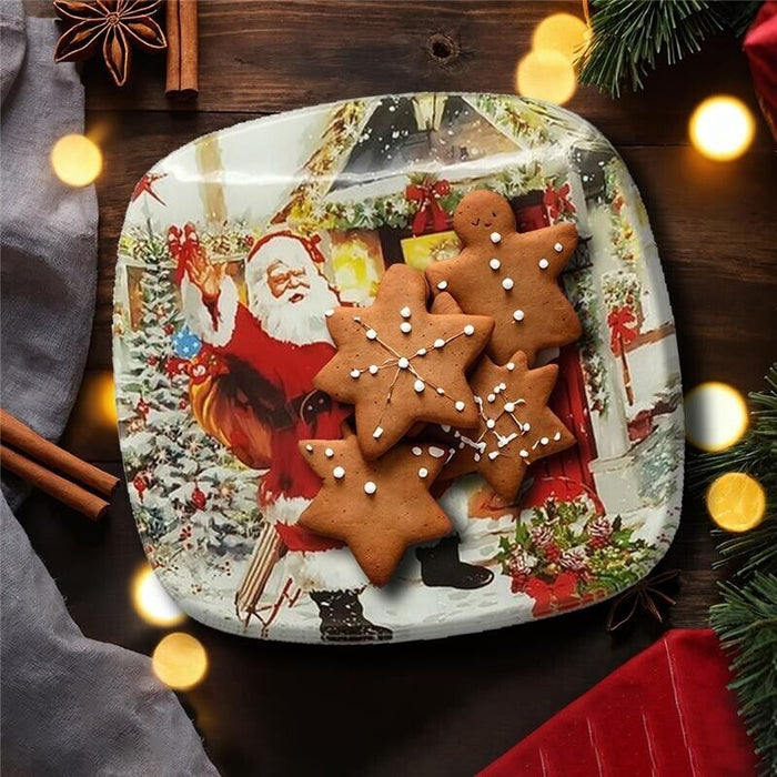 MA MAISON SET 2 VASSOI NATALIZI IN VETRO QUADRATO 25X25 CM FANTASIA ASSORTITA