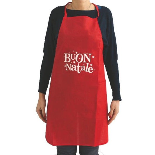 MA MAISON GREMBIULE ROSSO DI NATALE CON SCRITTA BUON NATALE CM 86 SET 3 PZ