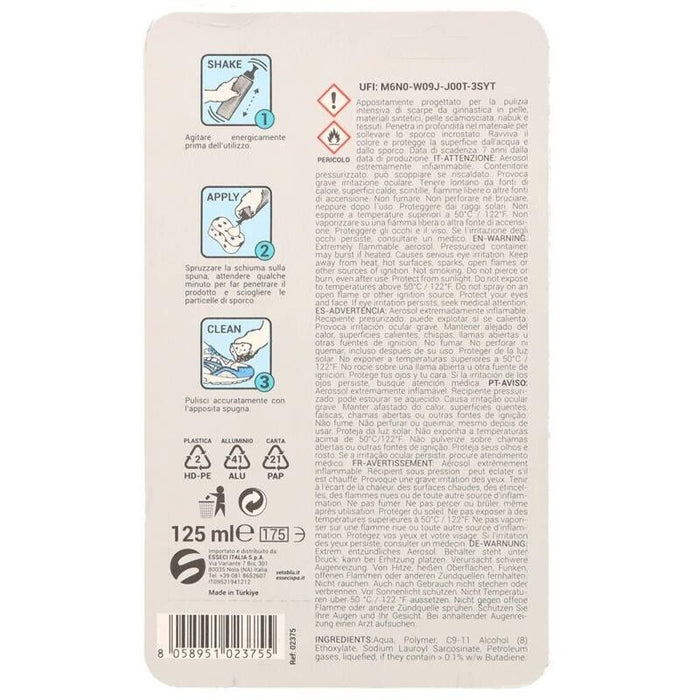 SETABLU SPRAY PULIZIA SNEAKERS 125 ML CON SPUGNA INTEGRATA SCHIUMA DETERGENTE PER PULIZIA PROFONDA OKX