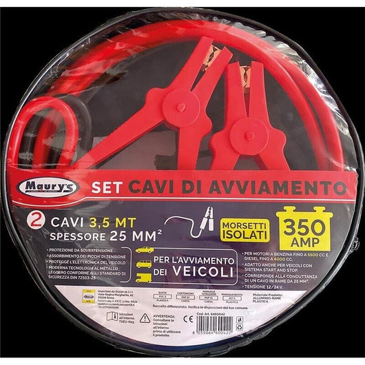 SET CAVI DI AVVIAMENTO PER BATTERIA 350 AMP 25 MM  3,5 MT MORESETTI ISOLATI OKX