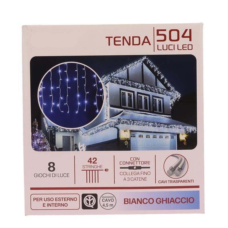 HIGH-TECH TENDA A CADUTA CON 504 LUCI LED IN COLORE BIANCO GHIACCIO