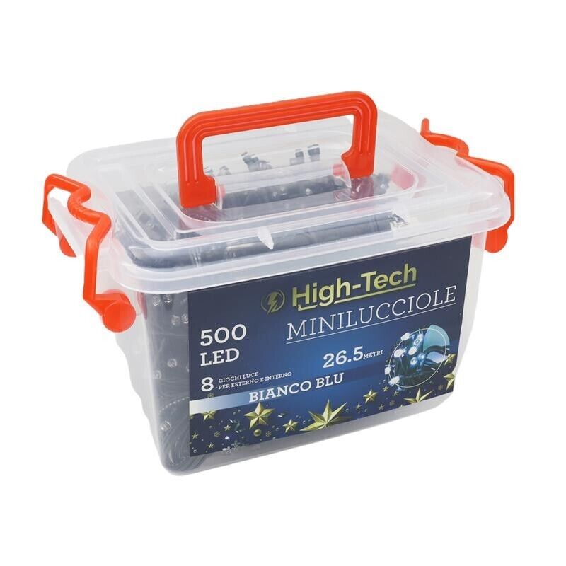 HIGH-TECH LUCI DI NATALE 500 LED BIANCO/BLU DA INTERNO E ESTERNO 26,5 METRI