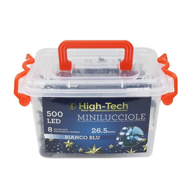 HIGH-TECH LUCI DI NATALE 500 LED BIANCO/BLU DA INTERNO E ESTERNO 26,5 METRI