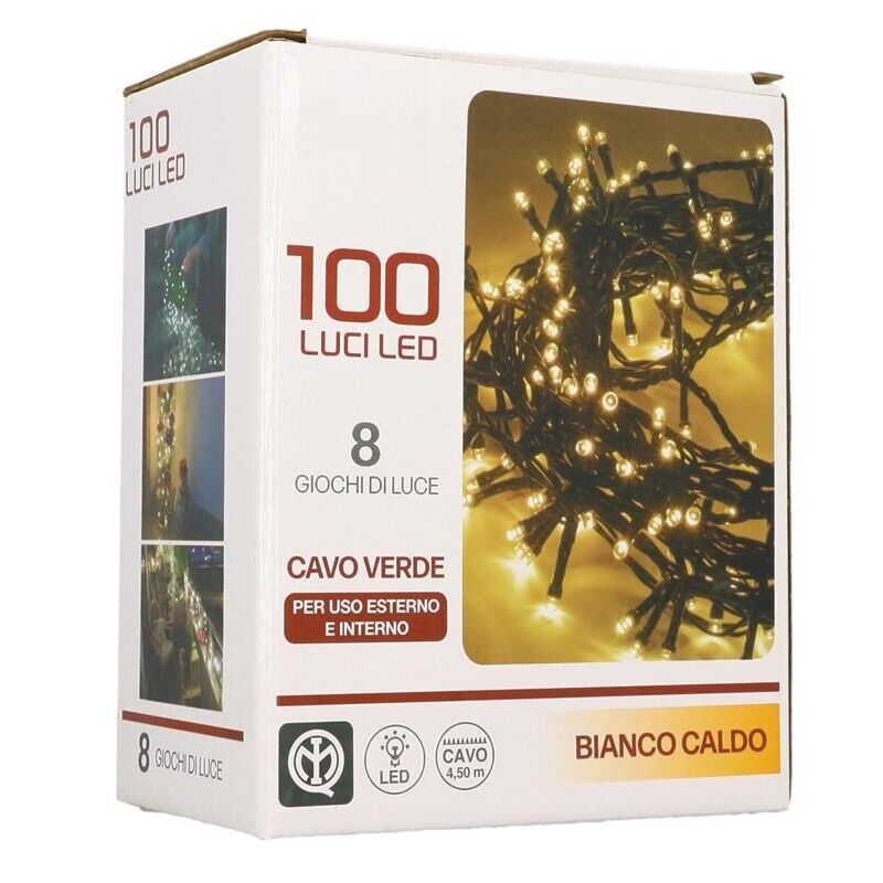 HIGH-TECH FILO A 100 LED LUCE BIANCA CALDA DA 8.50 METRI