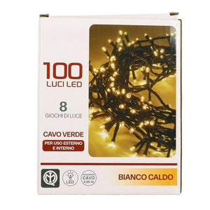 HIGH-TECH FILO A 100 LED LUCE BIANCA CALDA DA 8.50 METRI