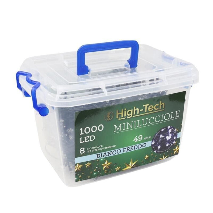 HIGH-TECH LUCI DI NATALE 1000 LED BIANCO FREDDO DA INTERNO E ESTERNO 49 METRI