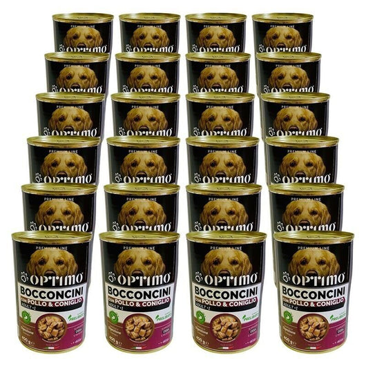 OPTIMO SET 24 BOCCONCINI PER CANE AL GUSTO POLLO E CONIGLIO DA 400 GR