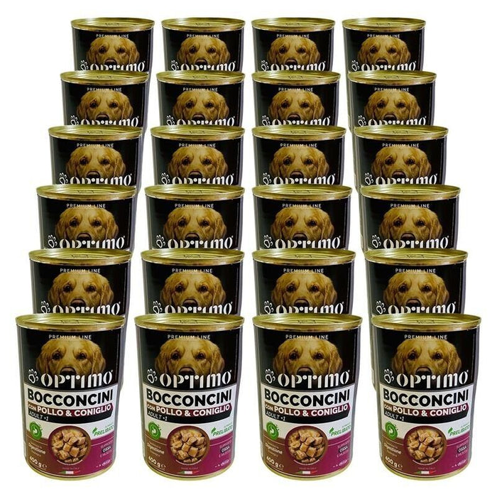 OPTIMO SET 24 BOCCONCINI PER CANE AL GUSTO POLLO E CONIGLIO DA 400 GR