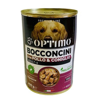 KIT SET 6 PZ OPTIMO BOCCONCINI PER CANE AL GUSTO POLLO E CONIGLIO DA 400 GR