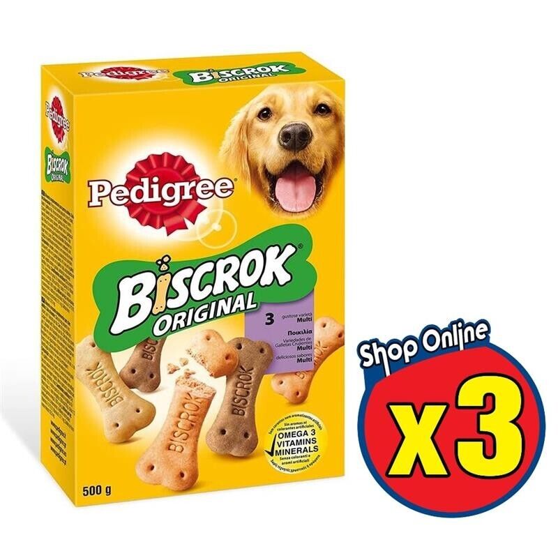 3 PEDIGREE BISCROK ORIGINAL SNACK BISCOTTI PER CANE DA 500 GR