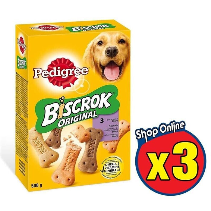3 PEDIGREE BISCROK ORIGINAL SNACK BISCOTTI PER CANE DA 500 GR