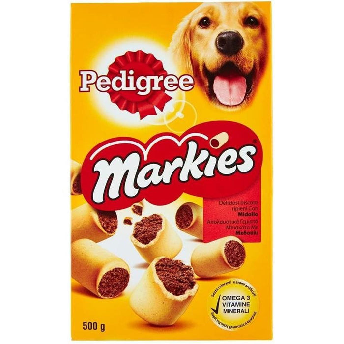12 PEDIGREE BISCROK MARKIES SNACK BISCOTTI PER CANE RIPIENI CON MIDOLLO 500 GR