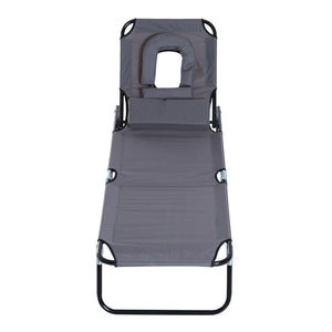 LETTINO PRENDISOLE RELAX PIEGHEVOLE CON CUSCINO 190X56 X 28 CM GRIGIO