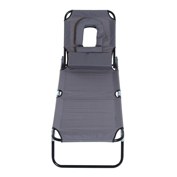 LETTINO PRENDISOLE RELAX PIEGHEVOLE CON CUSCINO 190X56 X 28 CM GRIGIO