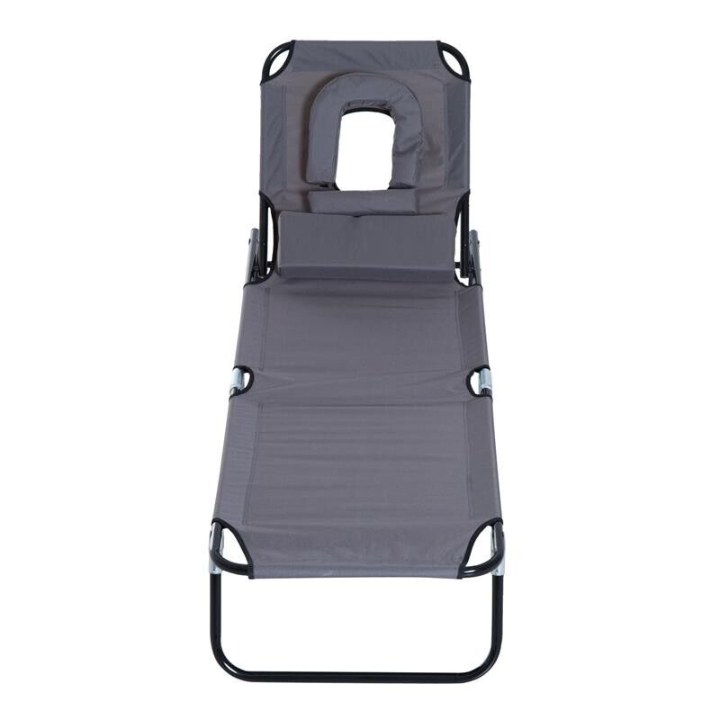 LETTINO PRENDISOLE RELAX PIEGHEVOLE CON CUSCINO 190X56 X 28 CM GRIGIO