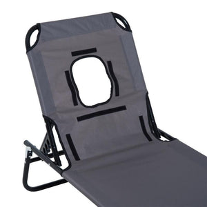 LETTINO PRENDISOLE RELAX PIEGHEVOLE CON CUSCINO 190X56 X 28 CM GRIGIO