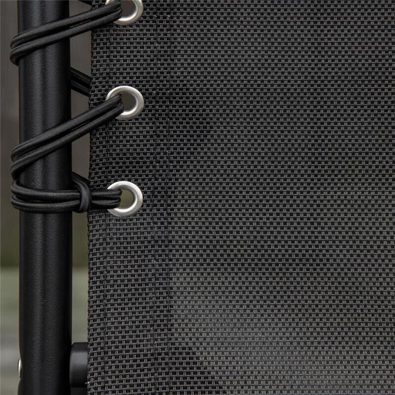 LETTINO PRENDISOLE IN ACCIAIO E TESSUTO TRASPIRANTE CON SCHIENALE RECLINABILE, 197X58X26 CM, NERO