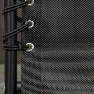 LETTINO PRENDISOLE IN ACCIAIO E TESSUTO TRASPIRANTE CON SCHIENALE RECLINABILE, 197X58X26 CM, NERO