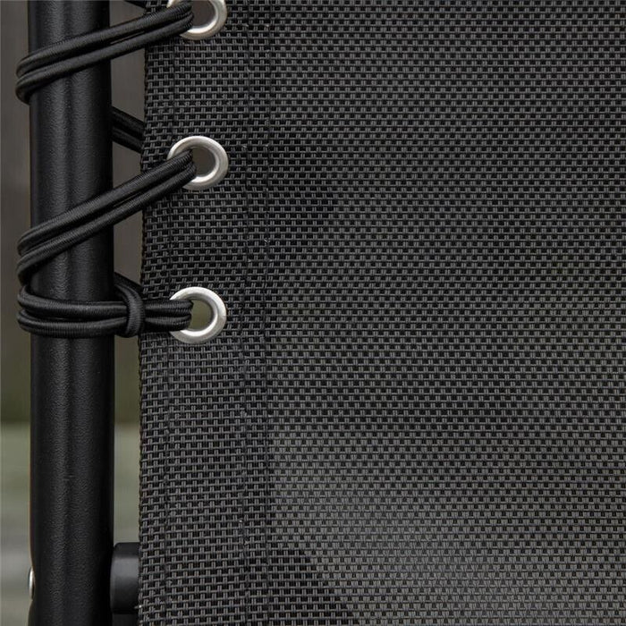 LETTINO PRENDISOLE IN ACCIAIO E TESSUTO TRASPIRANTE CON SCHIENALE RECLINABILE, 197X58X26 CM, NERO