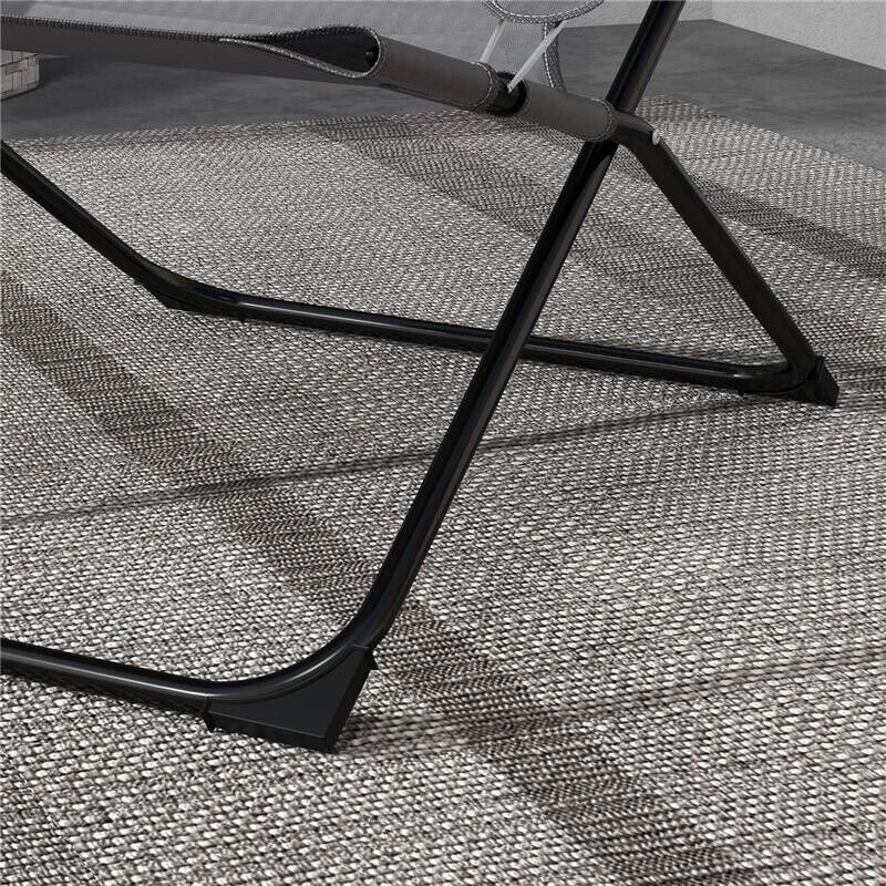 SEDIA DA GIARDINO PIEGHEVOLE E RECLINABILE SU 4 LIVELLI, IN ACCIAIO E POLIESTERE, 69X91X96 CM, NERA GRIGIA