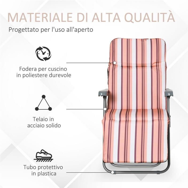 SEDIA SDRAIO DA SPIAGGIA 2 PEZZI PIEGHEVOLE E RECLINABILE GRIGIO ARANCIONE