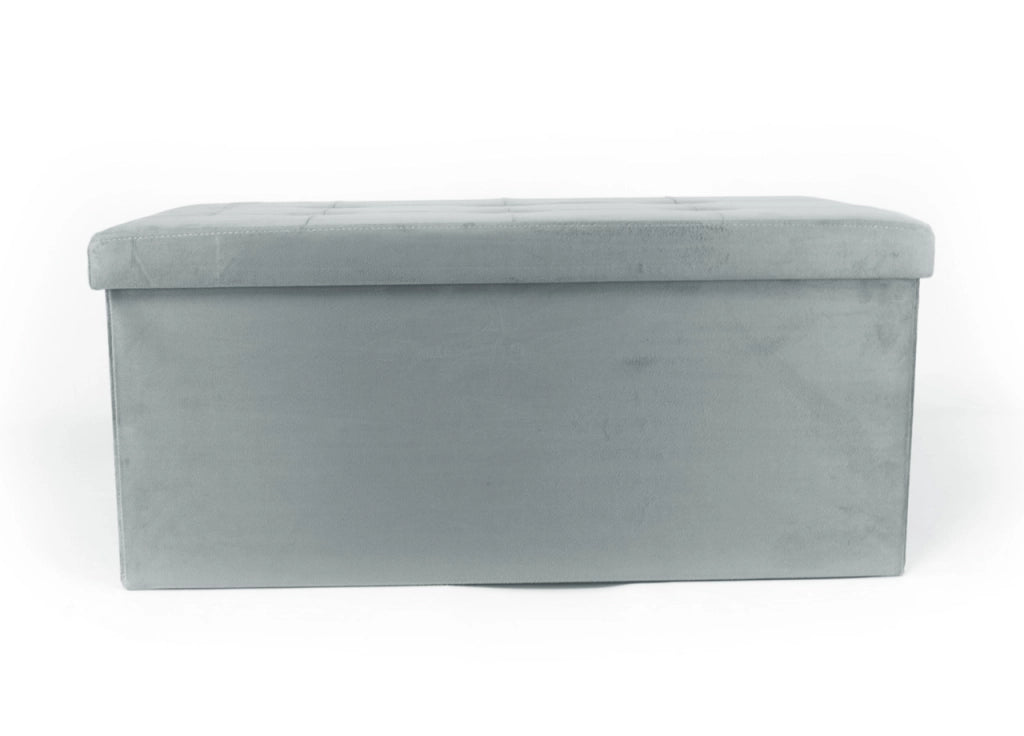 Pouf Contenitore Imbottito Pieghevole Modello Double Velvet Colore Grigio