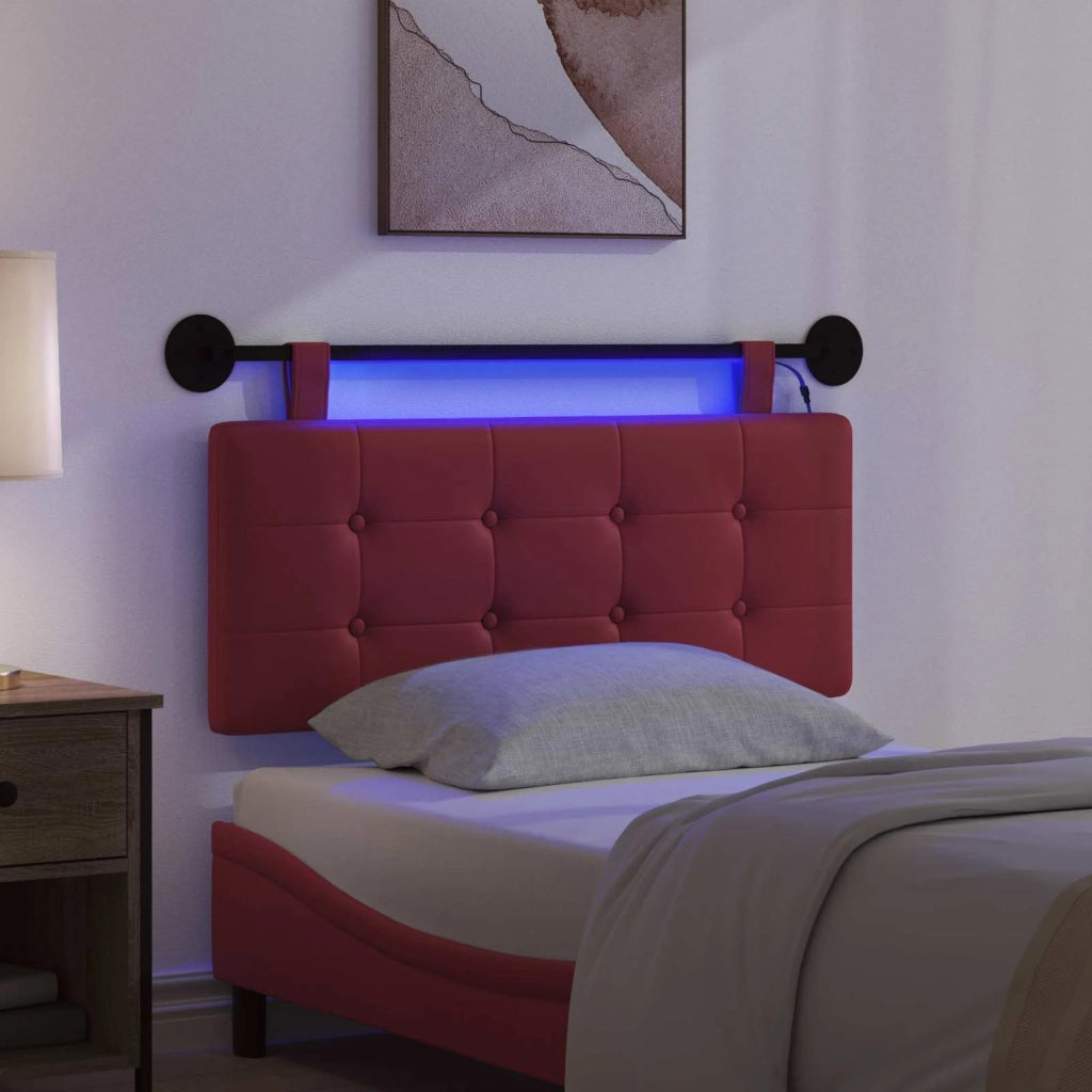 Testiera sospesa Con luce LED Rosso Vino Similpelle