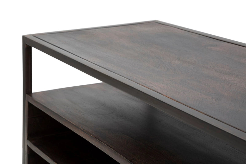Porta Tv Burn 120x40x55 cm in Legno di Acacia e in Ferro Marrone