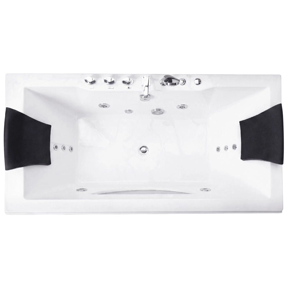 Vasca idromassaggio bianco ABS Getti d'acqua massaggianti Luci LED Poggiatesta Massaggio Getti d'Acqua Rettangolare 180 x 85 cm