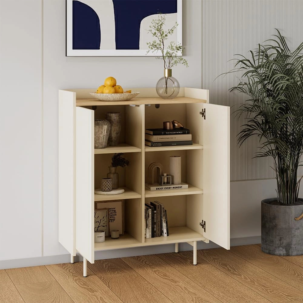 Credenza Velina, Crema, 80 x 103 cm con 6 scomparti, adatto per la conservazione di oggetti domestici